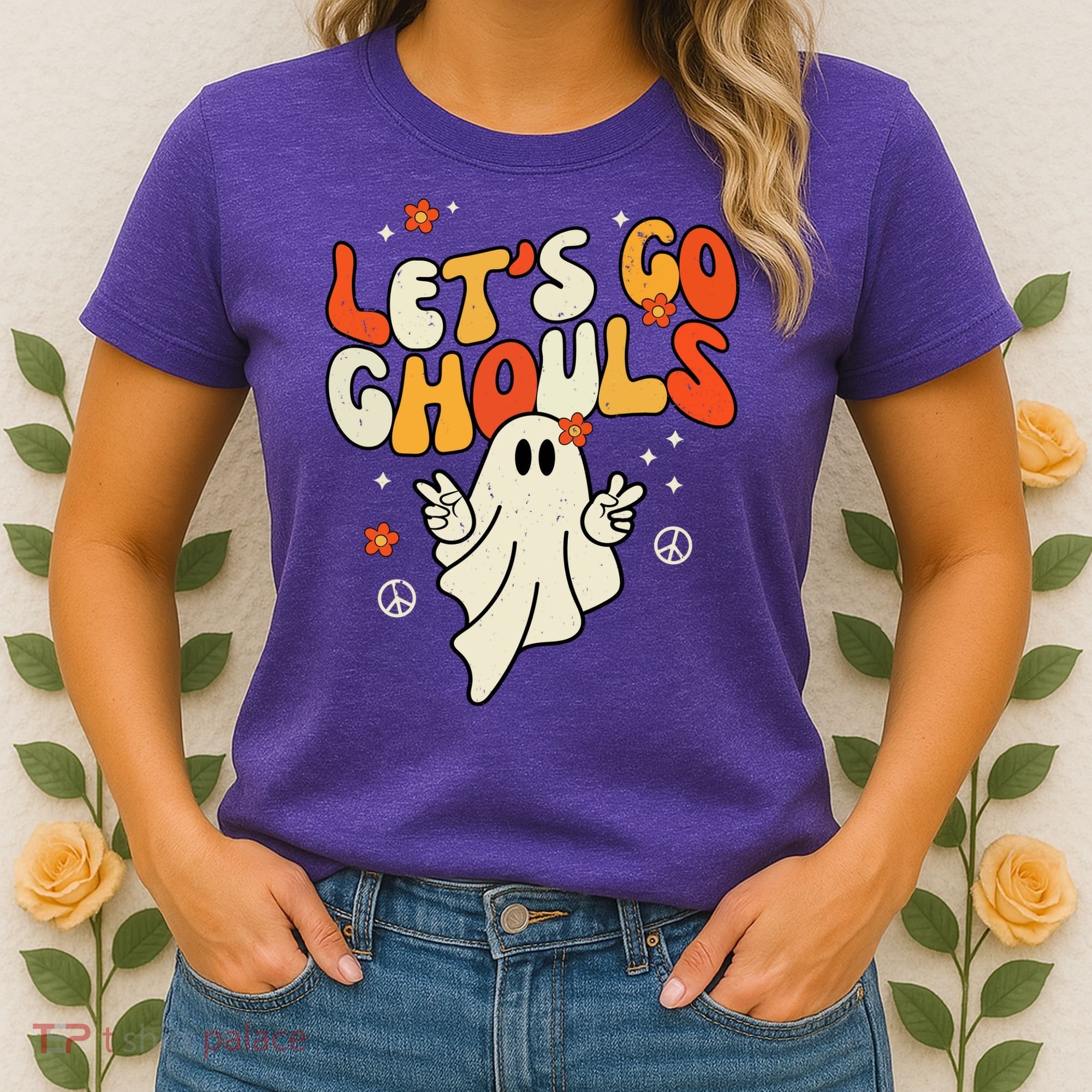 Lets Go Ghouls Ghost Retro Halloween Costume Women's T-Shirt