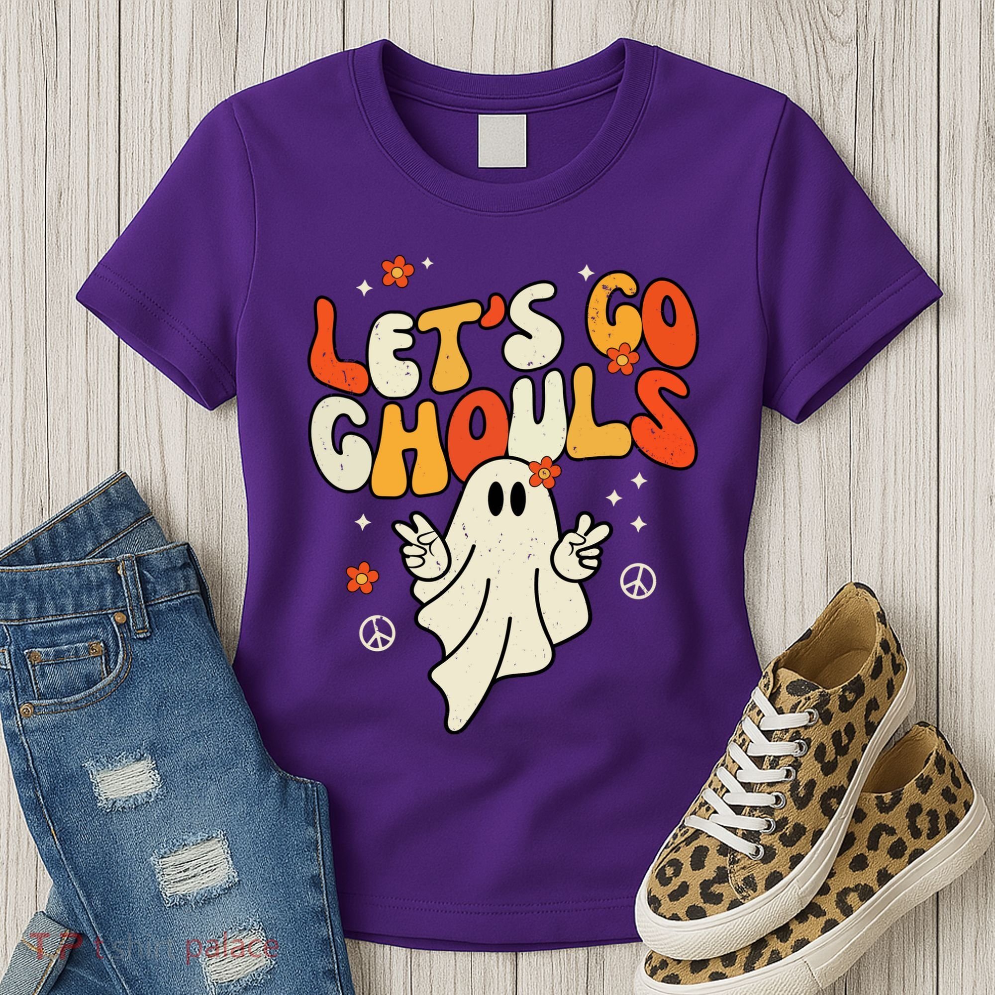 Lets Go Ghouls Ghost Retro Halloween Costume Women's T-Shirt