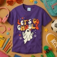 Lets Go Ghouls Ghost Retro Halloween Costume Kids T-Shirt thumb 3