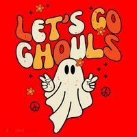 Lets Go Ghouls Ghost Retro Halloween Costume Santa Hat thumb 1
