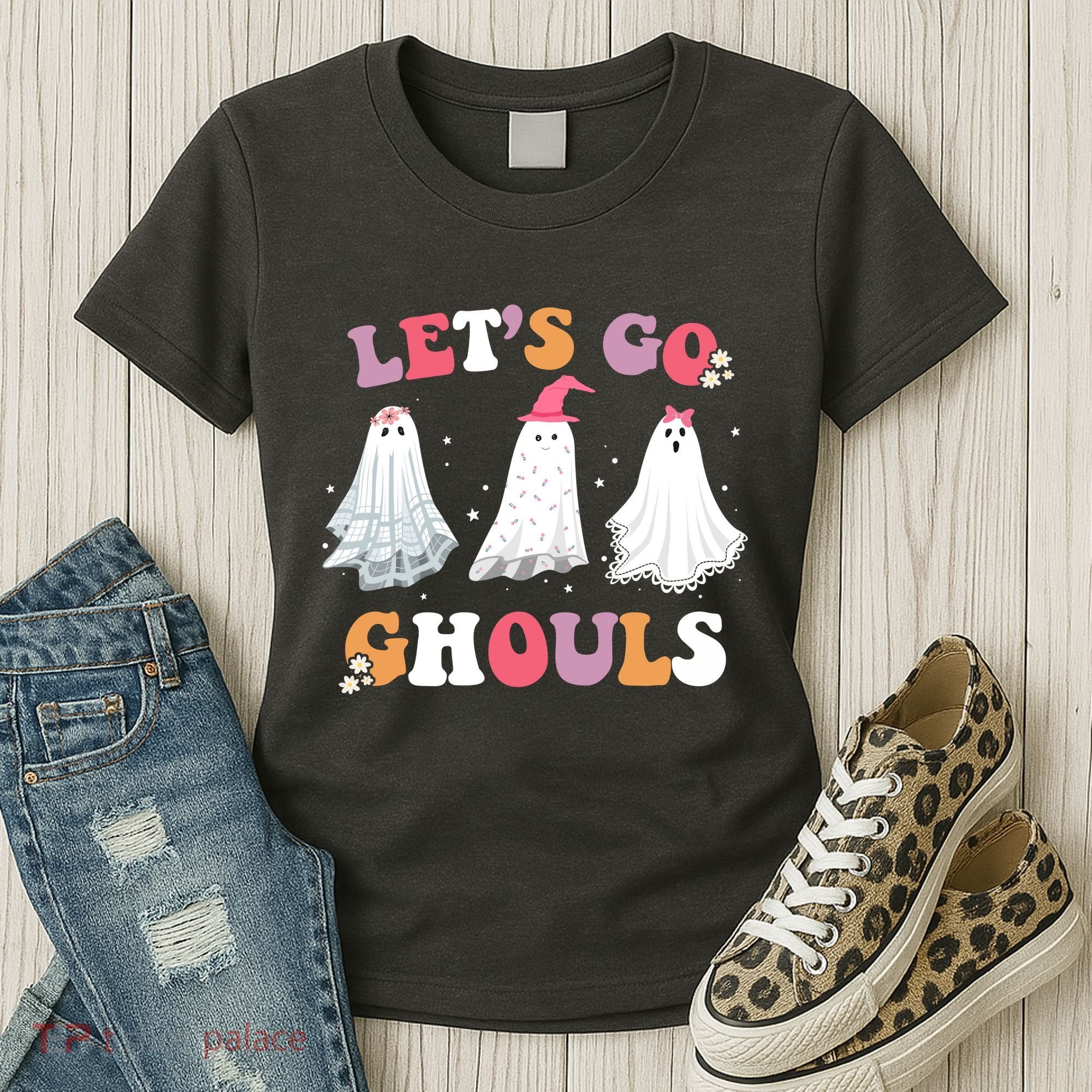 Lets Go Ghouls Cute Halloween Girl Squad Women's T-Shirt