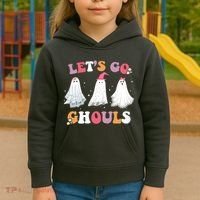 Lets Go Ghouls Cute Halloween Girl Squad Kids Hoodie thumb 3