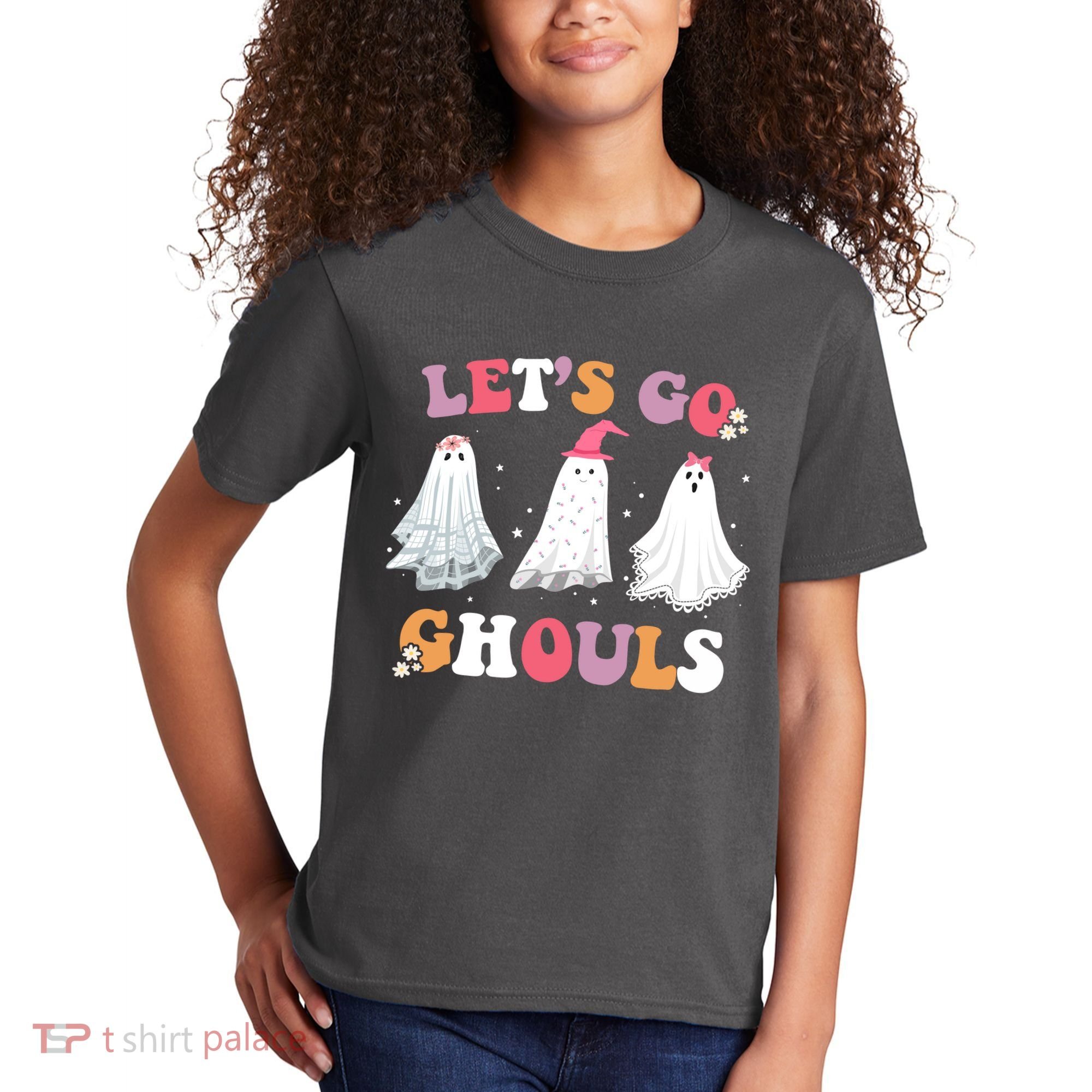 Lets Go Ghouls Cute Halloween Girl Squad Kids T-Shirt