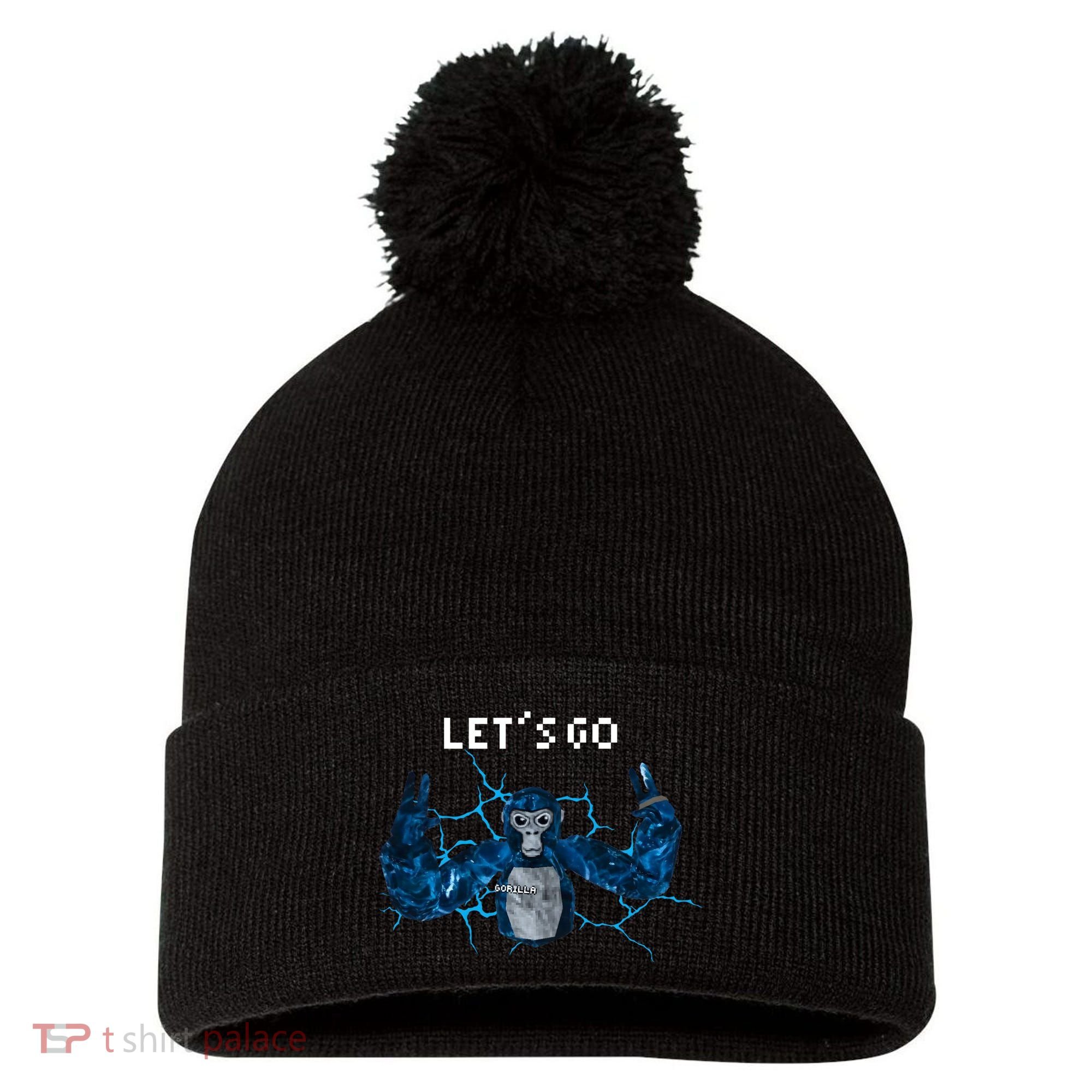 Let's Go Gorilla Gamer Meme Pom Pom 12in Knit Beanie