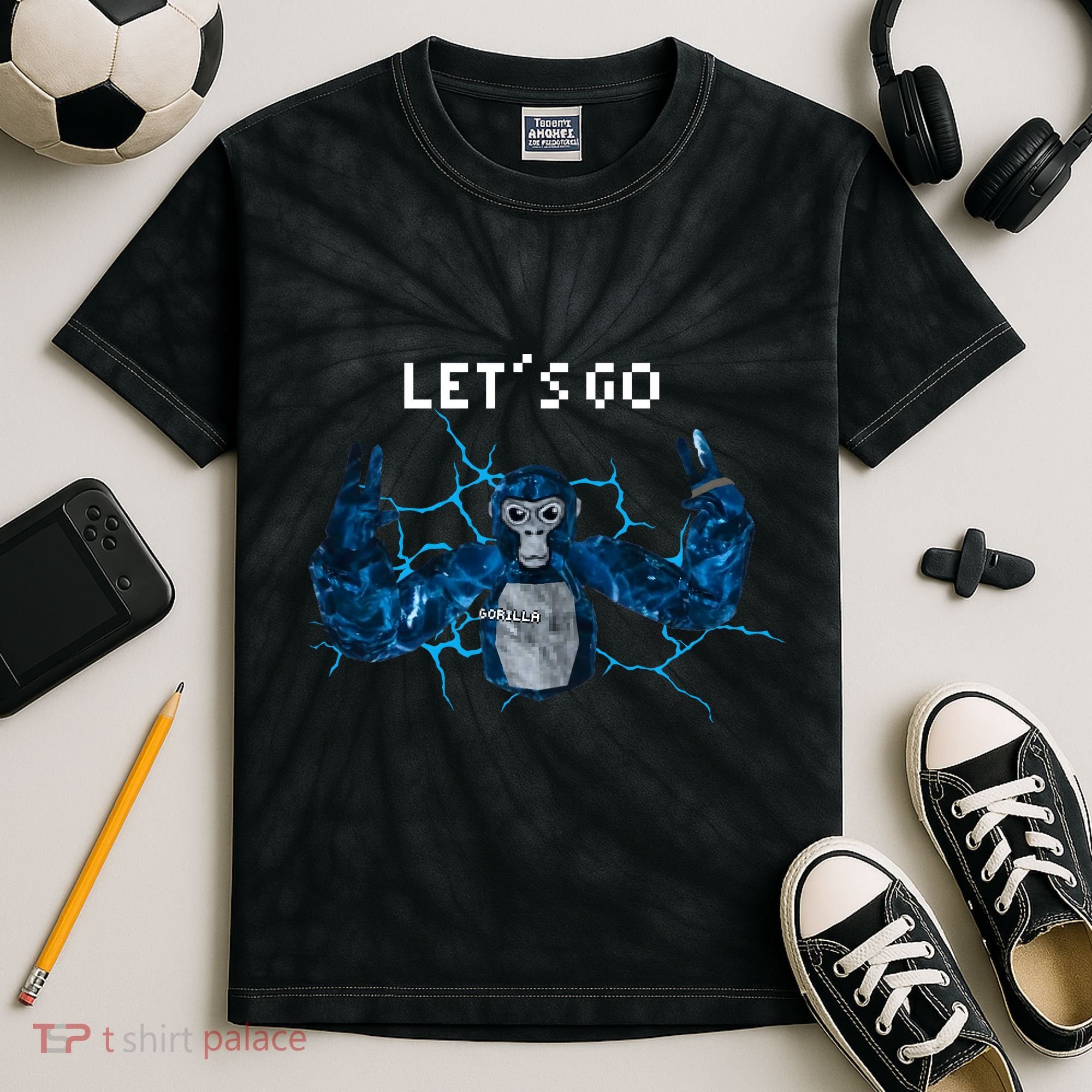 Let's Go Gorilla Gamer Meme Kids Tie-Dye T-Shirt