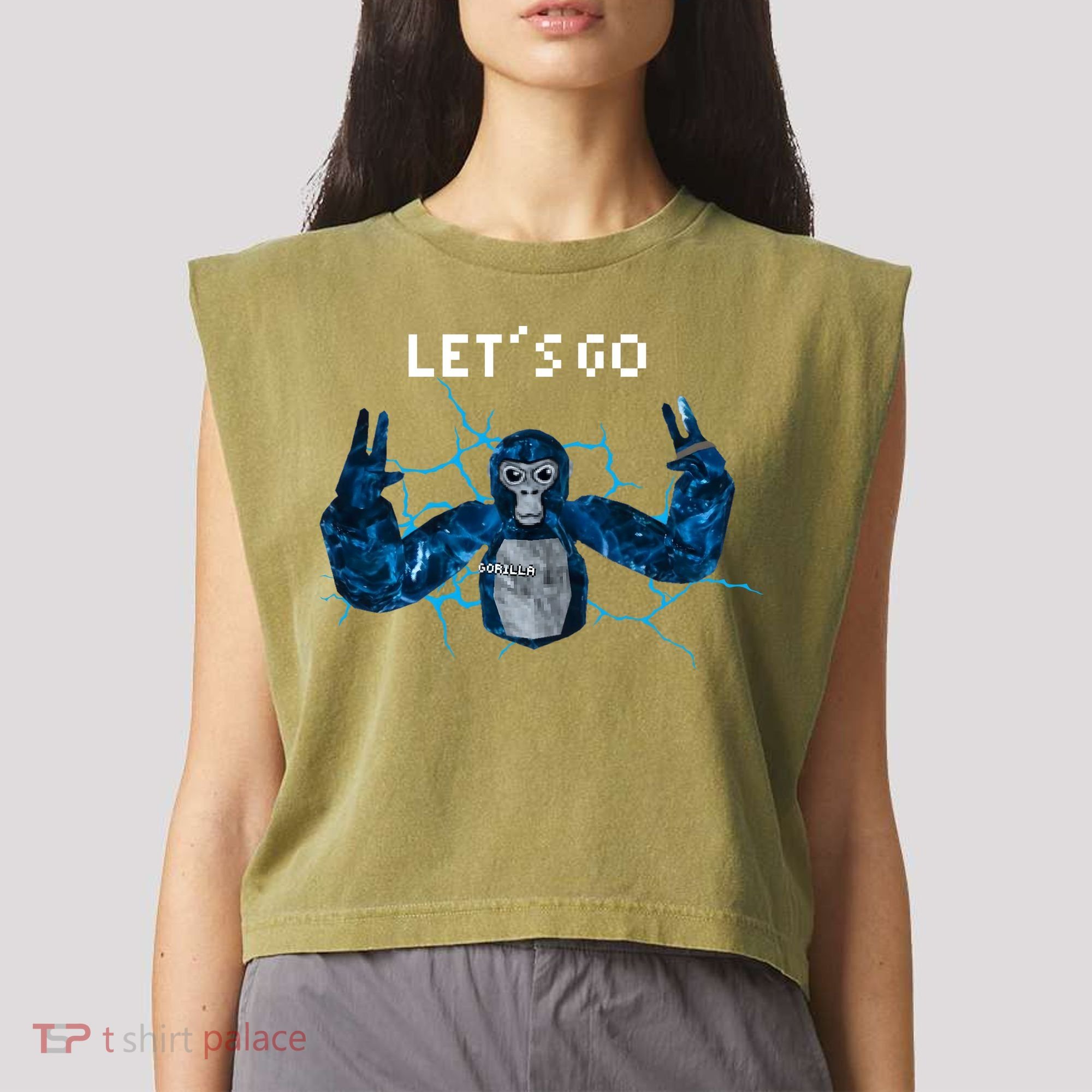Let's Go Gorilla Gamer Meme Garment-Dyed Women's Muscle Tee