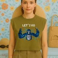 Let's Go Gorilla Gamer Meme Garment-Dyed Women's Muscle Tee thumb 4