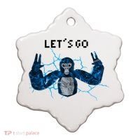 Let's Go Gorilla Gamer Meme Ceramic Ornament thumb 0