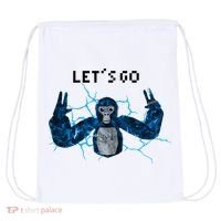 Let's Go Gorilla Gamer Meme Drawstring Bag thumb 0