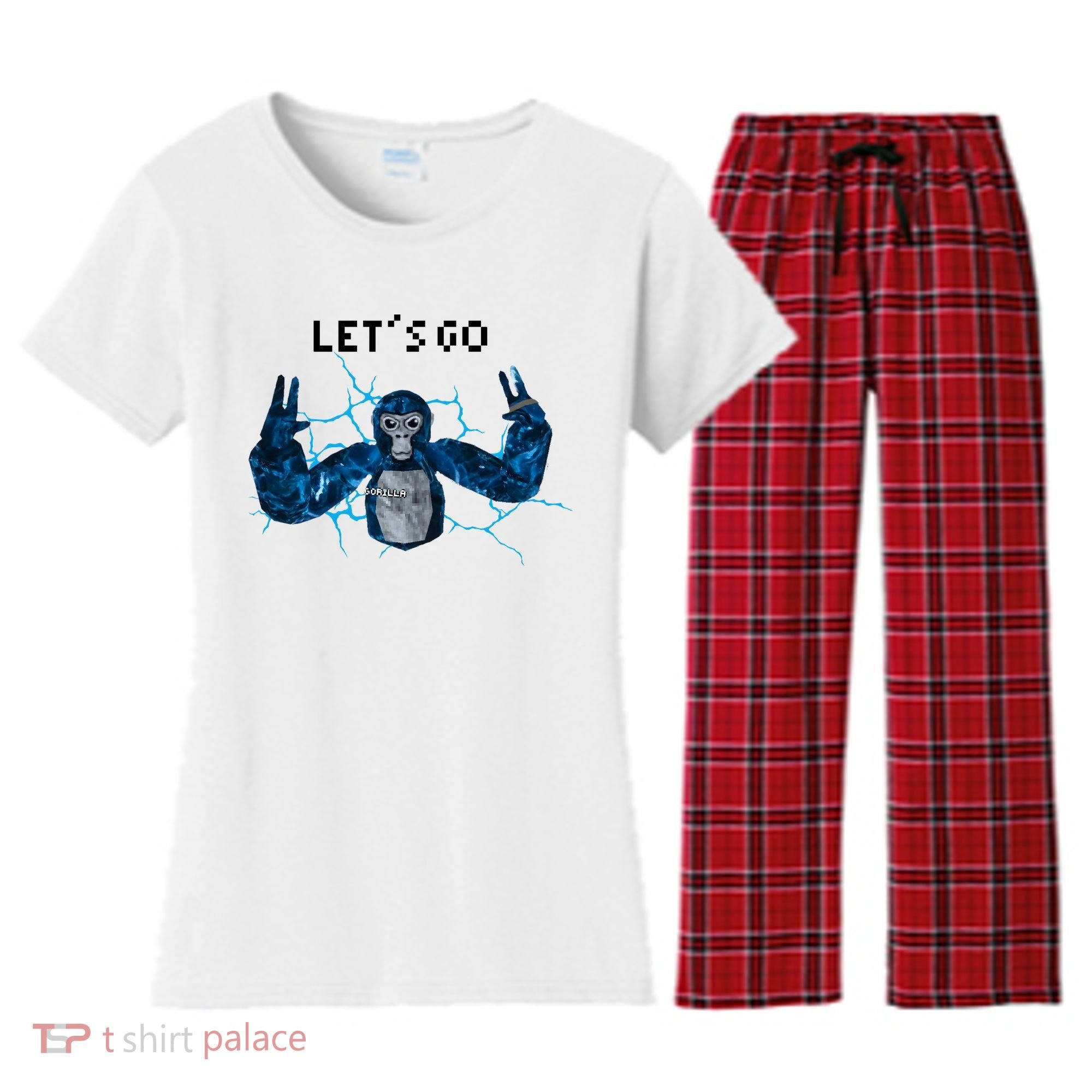 Let's Go Gorilla Gamer Meme Women's Flannel Pajama Set