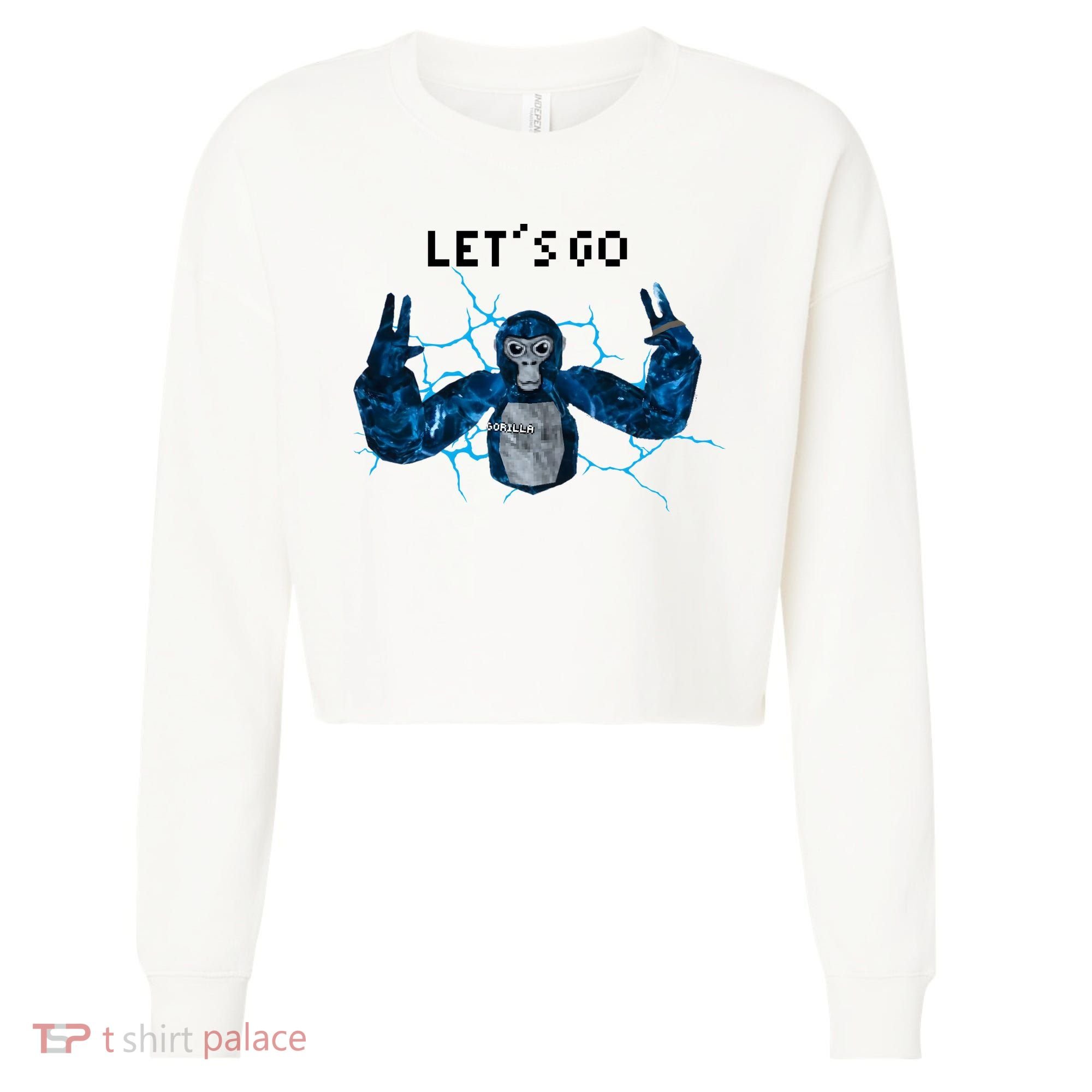 Let's Go Gorilla Gamer Meme Cropped Pullover Crew