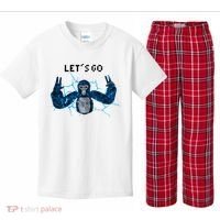 Let's Go Gorilla Gamer Meme Kids Plaid Pajama Set thumb 0