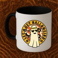 Let's Get Halloweird 60s Hippie Ghost Halloween Coffee Mug thumb 2