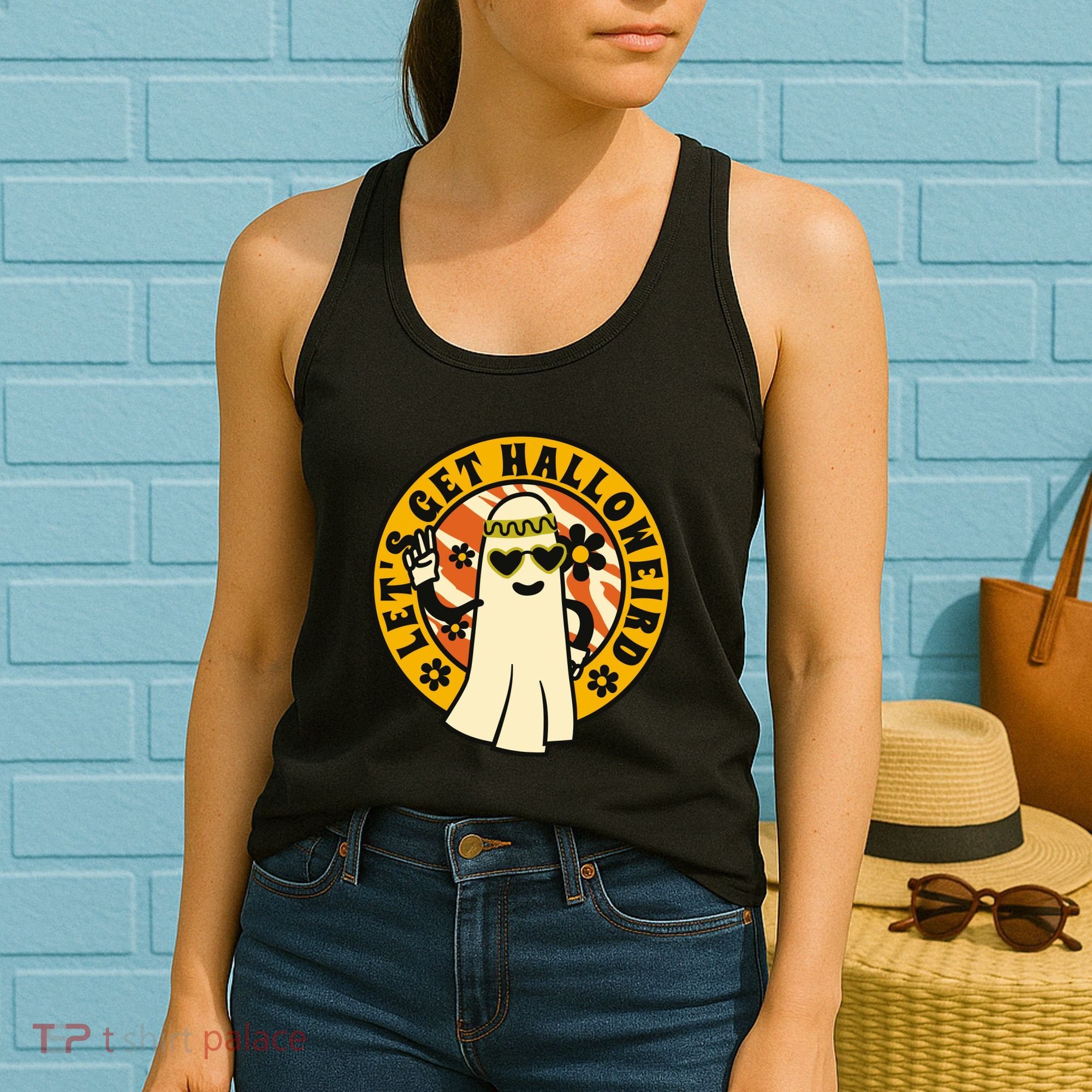 Let's Get Halloweird 60s Hippie Ghost Halloween Women's Tank Top