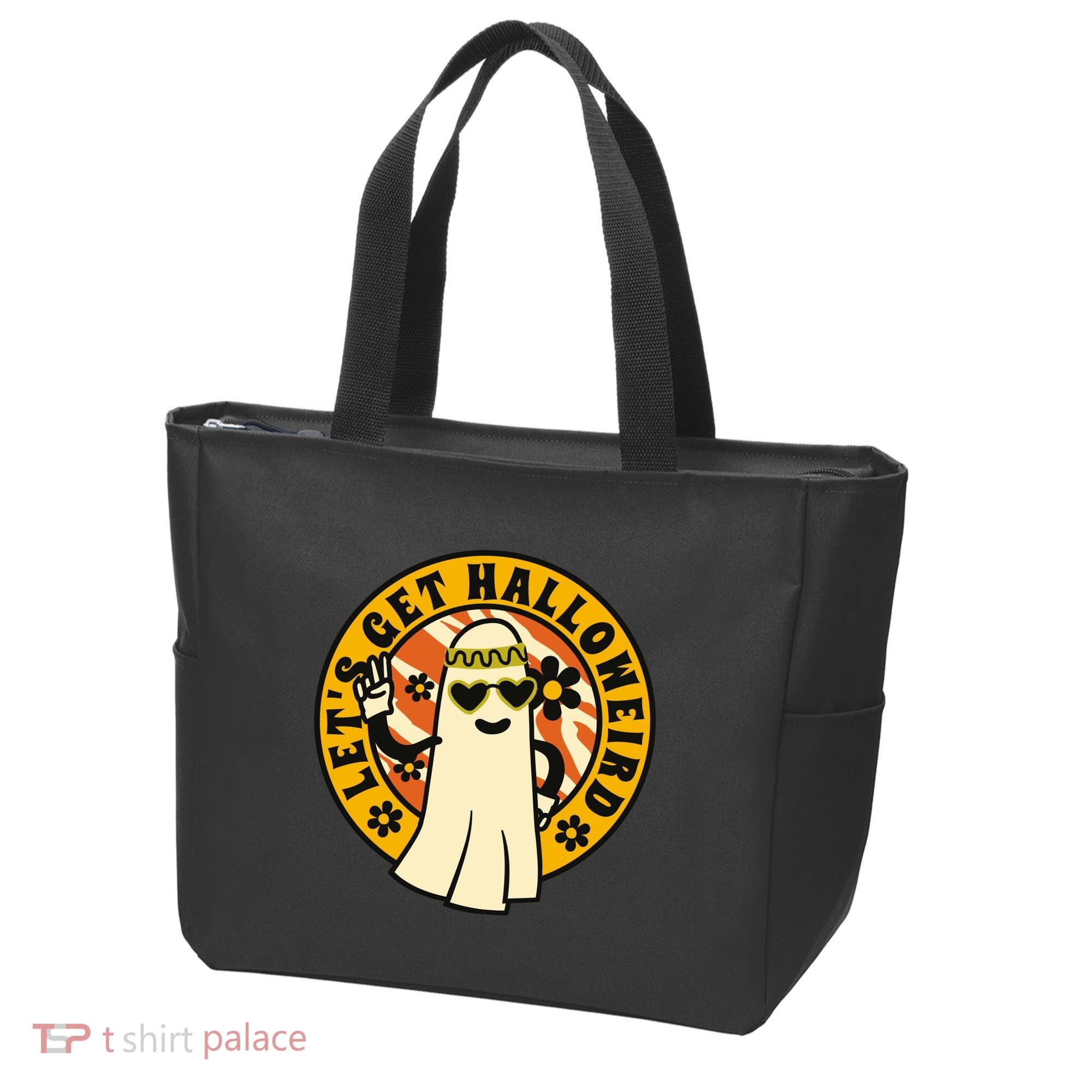 Let's Get Halloweird 60s Hippie Ghost Halloween Tote Bag