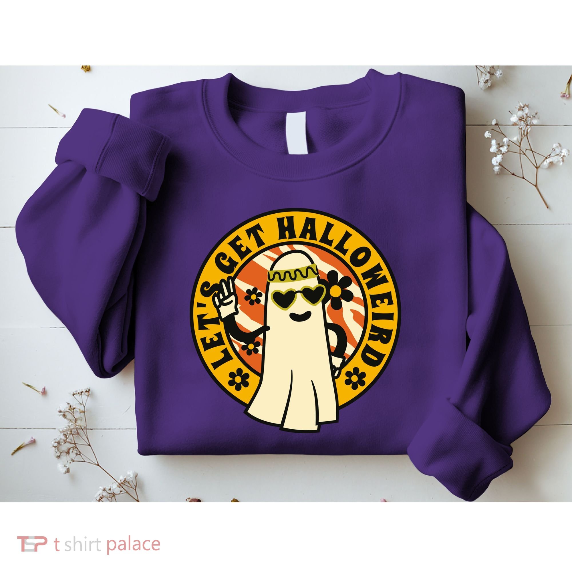 Let's Get Halloweird 60s Hippie Ghost Halloween Sweatshirt