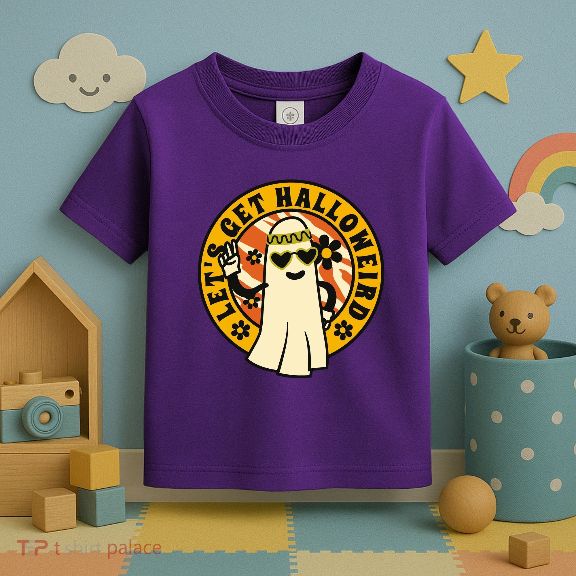 Let's Get Halloweird 60s Hippie Ghost Halloween Toddler T-Shirt