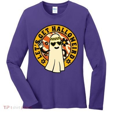 Let's Get Halloweird 60s Hippie Ghost Halloween Women's Long Sleeve Shirt