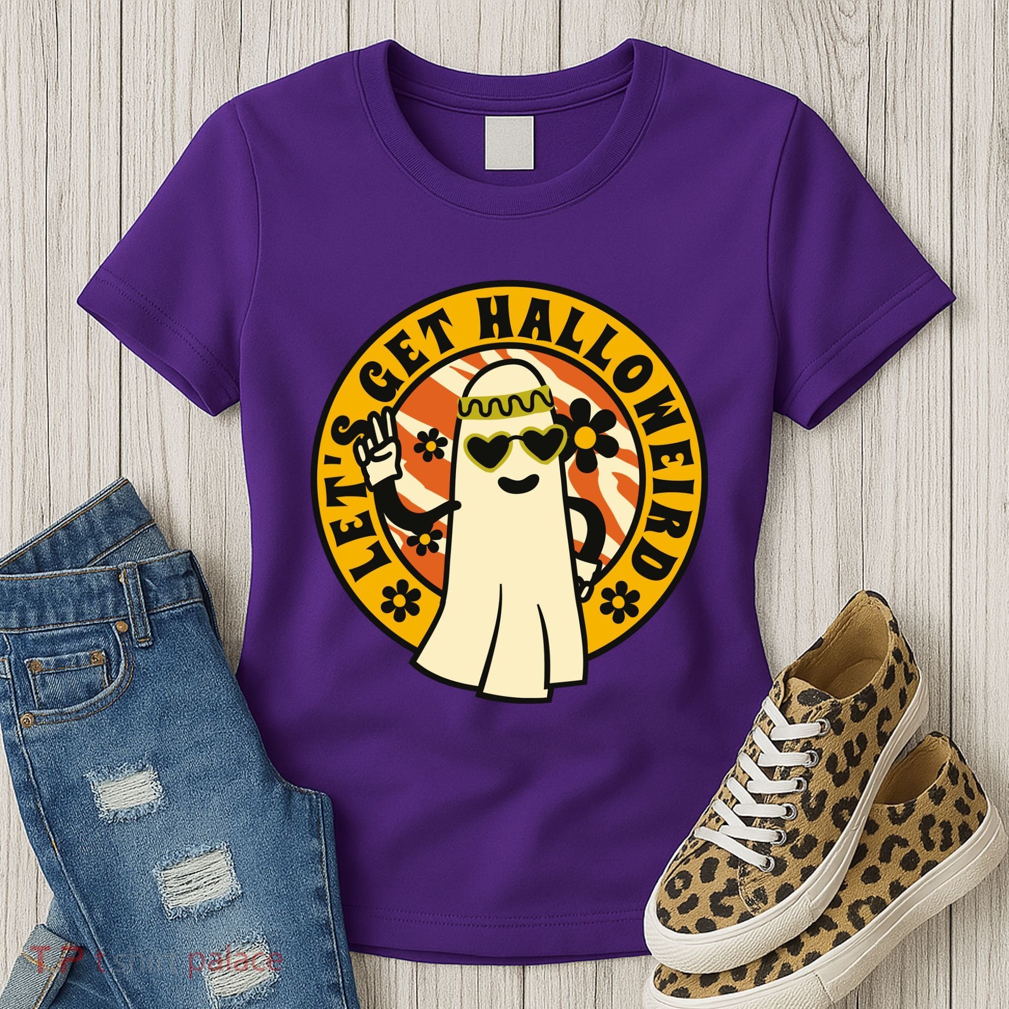 Let's Get Halloweird 60s Hippie Ghost Halloween Women's T-Shirt