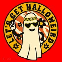 Let's Get Halloweird 60s Hippie Ghost Halloween Santa Hat thumb 1
