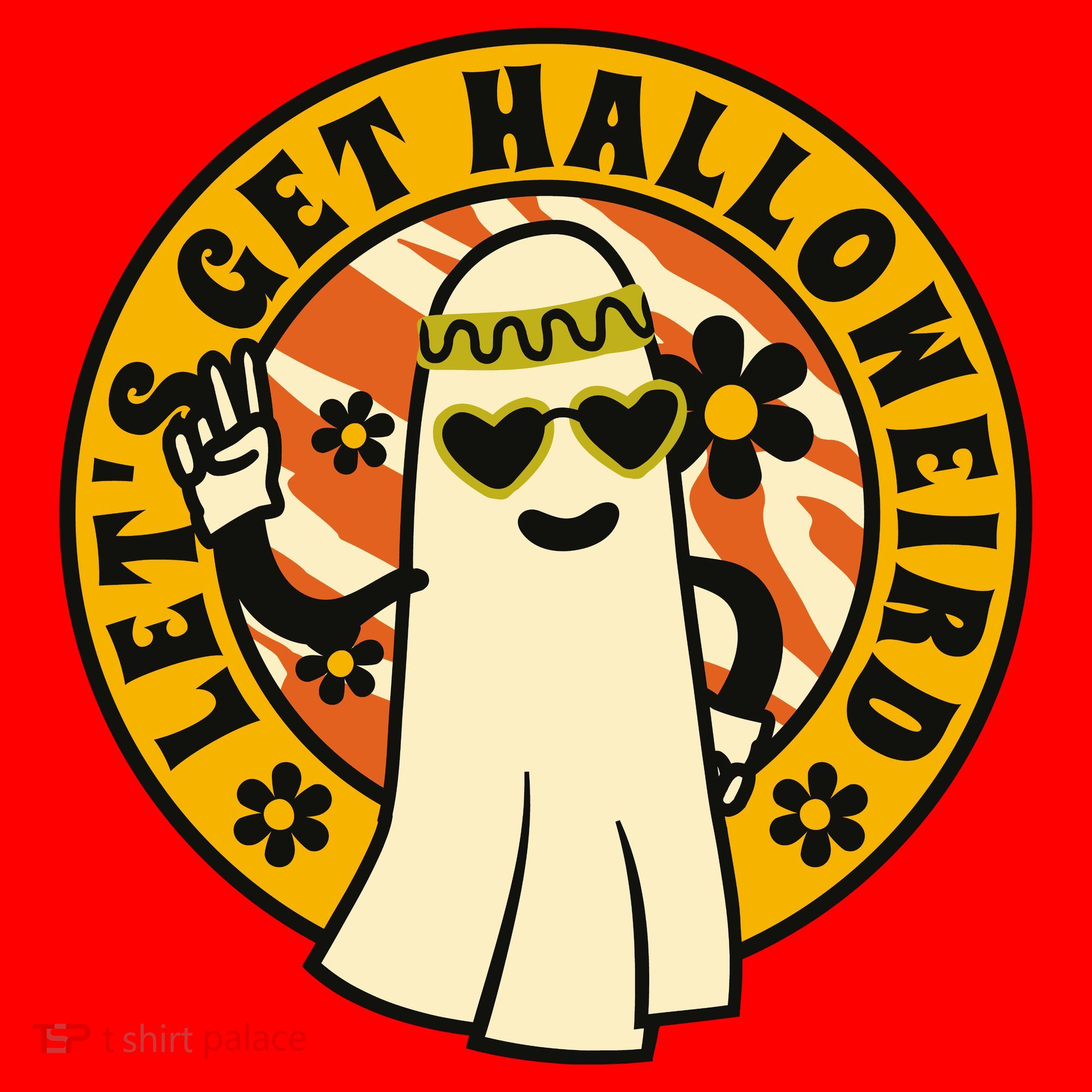 Let's Get Halloweird 60s Hippie Ghost Halloween Santa Hat