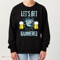 Let’s Get Hammered All Week Funny Hammerhead Shark Pun Party Women's Sweatshirt thumb 0