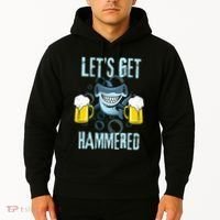 Let’s Get Hammered All Week Funny Hammerhead Shark Pun Party Hoodie thumb 2