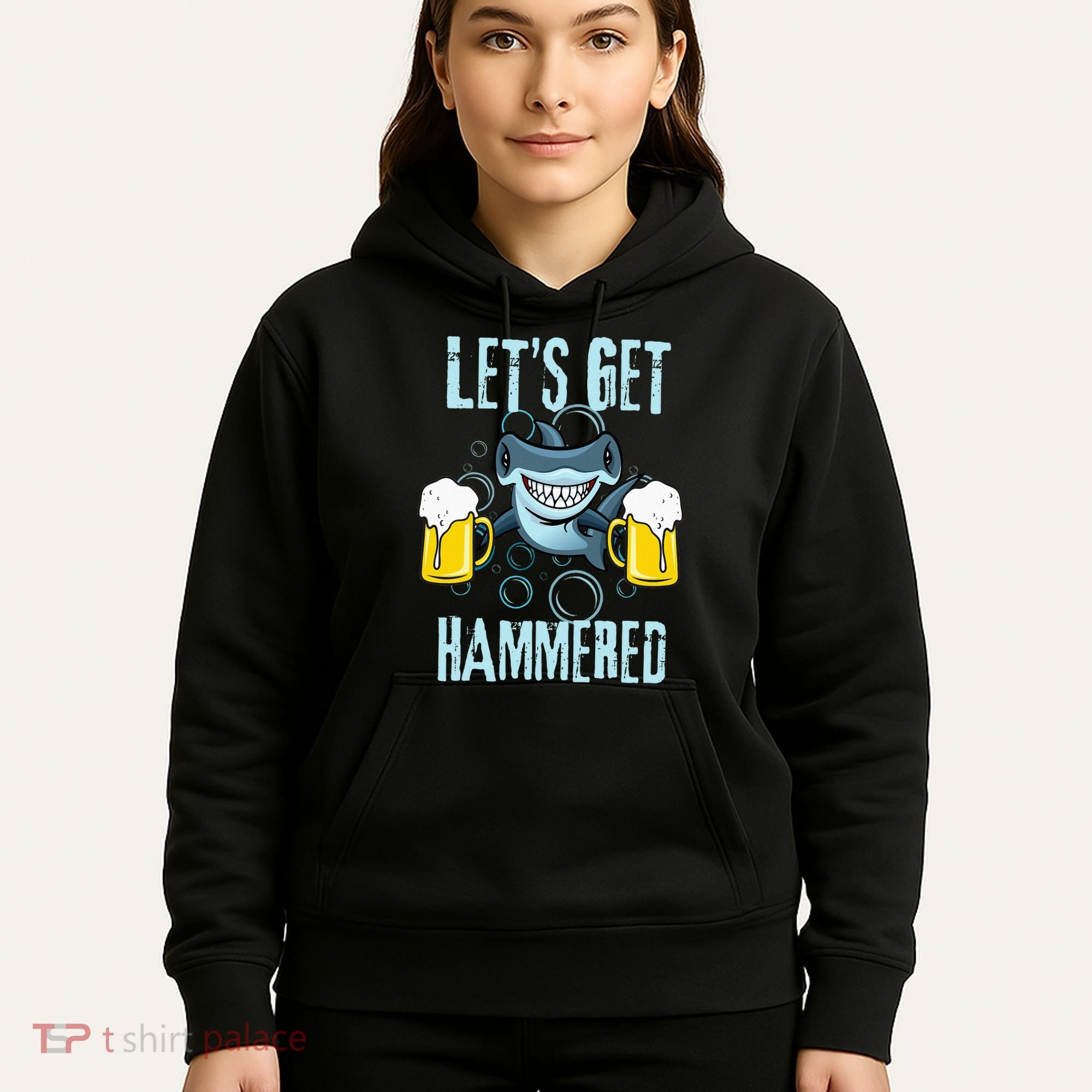 Let’s Get Hammered All Week Funny Hammerhead Shark Pun Party Hoodie