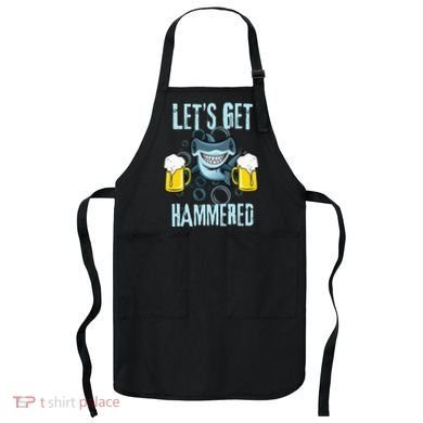 Let’s Get Hammered All Week Funny Hammerhead Shark Pun Party Apron