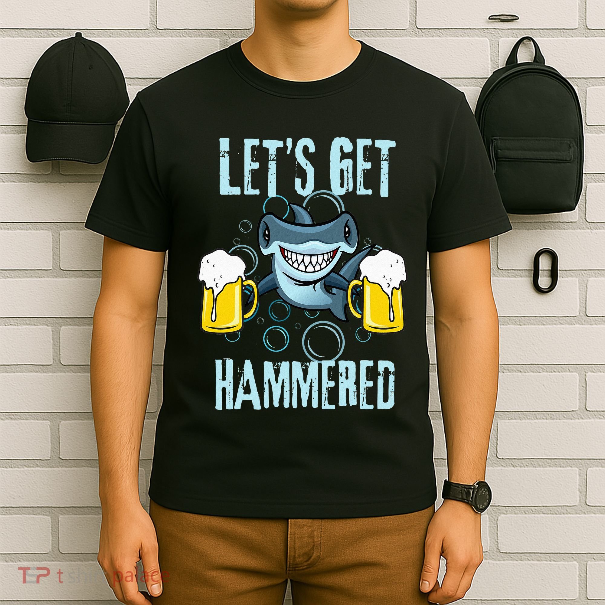 Let’s Get Hammered All Week Funny Hammerhead Shark Pun Party T-Shirt