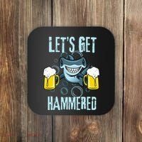 Let’s Get Hammered All Week Funny Hammerhead Shark Pun Party Coaster thumb 0
