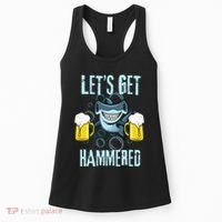 Let’s Get Hammered All Week Funny Hammerhead Shark Pun Party Women's Tank Top thumb 0