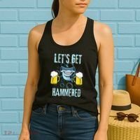 Let’s Get Hammered All Week Funny Hammerhead Shark Pun Party Women's Tank Top thumb 2