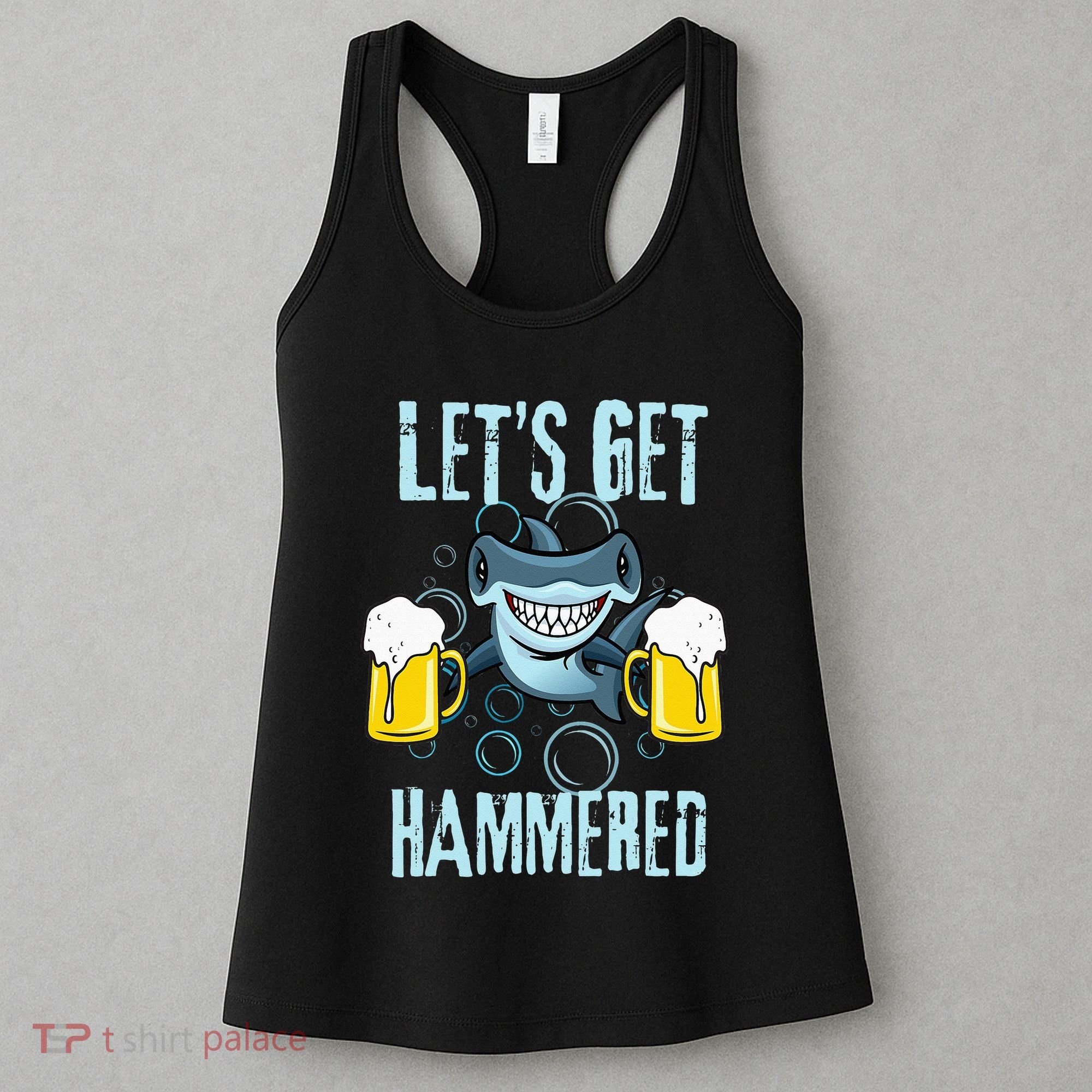 Let’s Get Hammered All Week Funny Hammerhead Shark Pun Party Women's Tank Top