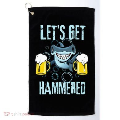 Let’s Get Hammered All Week Funny Hammerhead Shark Pun Party Golf Towel