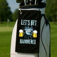 Let’s Get Hammered All Week Funny Hammerhead Shark Pun Party Golf Towel thumb 2