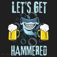 Let’s Get Hammered All Week Funny Hammerhead Shark Pun Party Golf Towel thumb 3