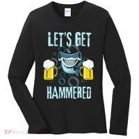 Let’s Get Hammered All Week Funny Hammerhead Shark Pun Party Women's Long Sleeve Shirt thumb 0
