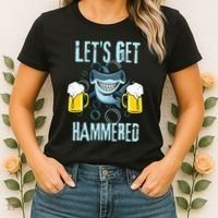 Let’s Get Hammered All Week Funny Hammerhead Shark Pun Party Women's T-Shirt thumb 2