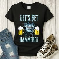 Let’s Get Hammered All Week Funny Hammerhead Shark Pun Party Women's T-Shirt thumb 3