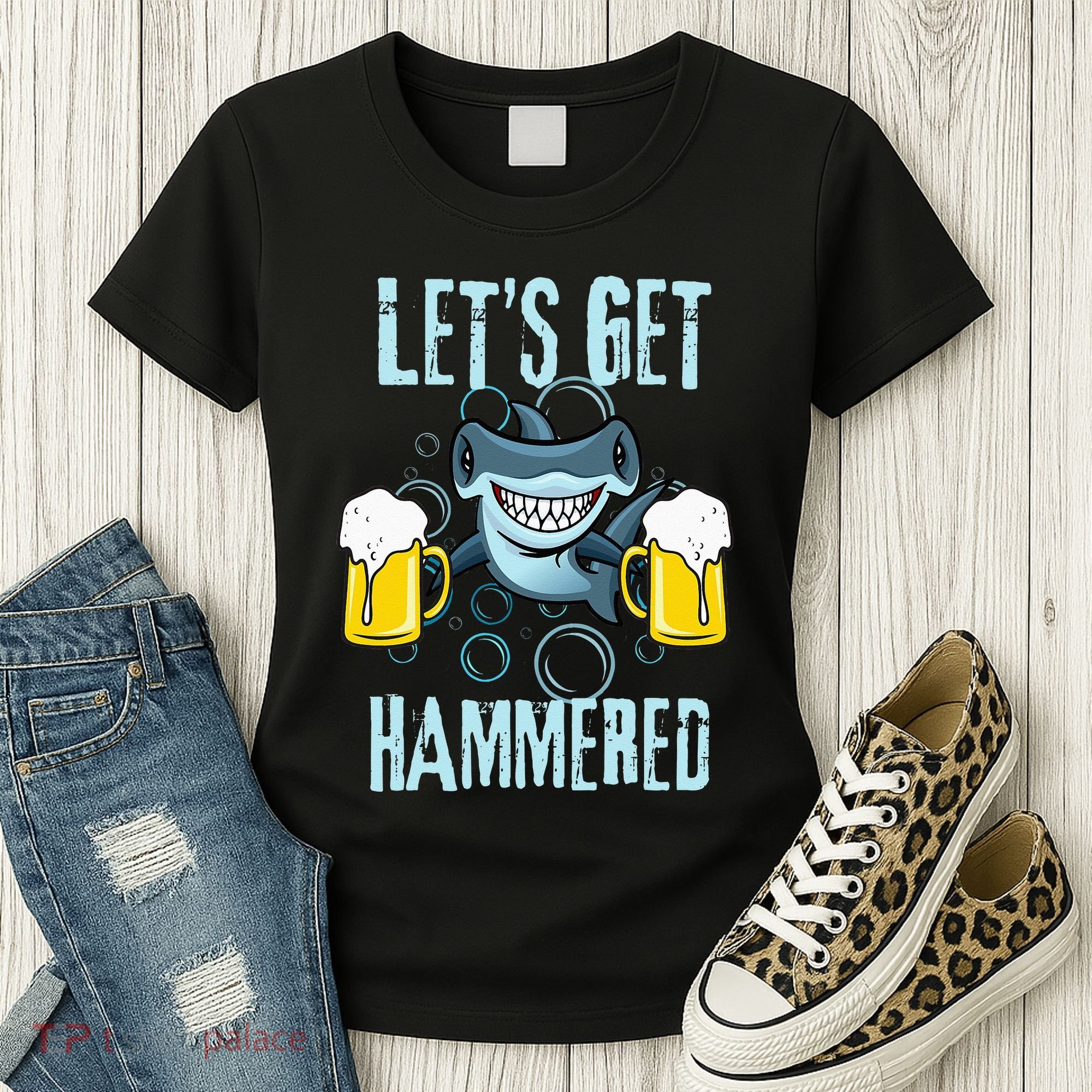 Let’s Get Hammered All Week Funny Hammerhead Shark Pun Party Women's T-Shirt
