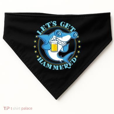 Let's Get Hammered Hammerhead Shark Beer USA-Made Doggie Bandana