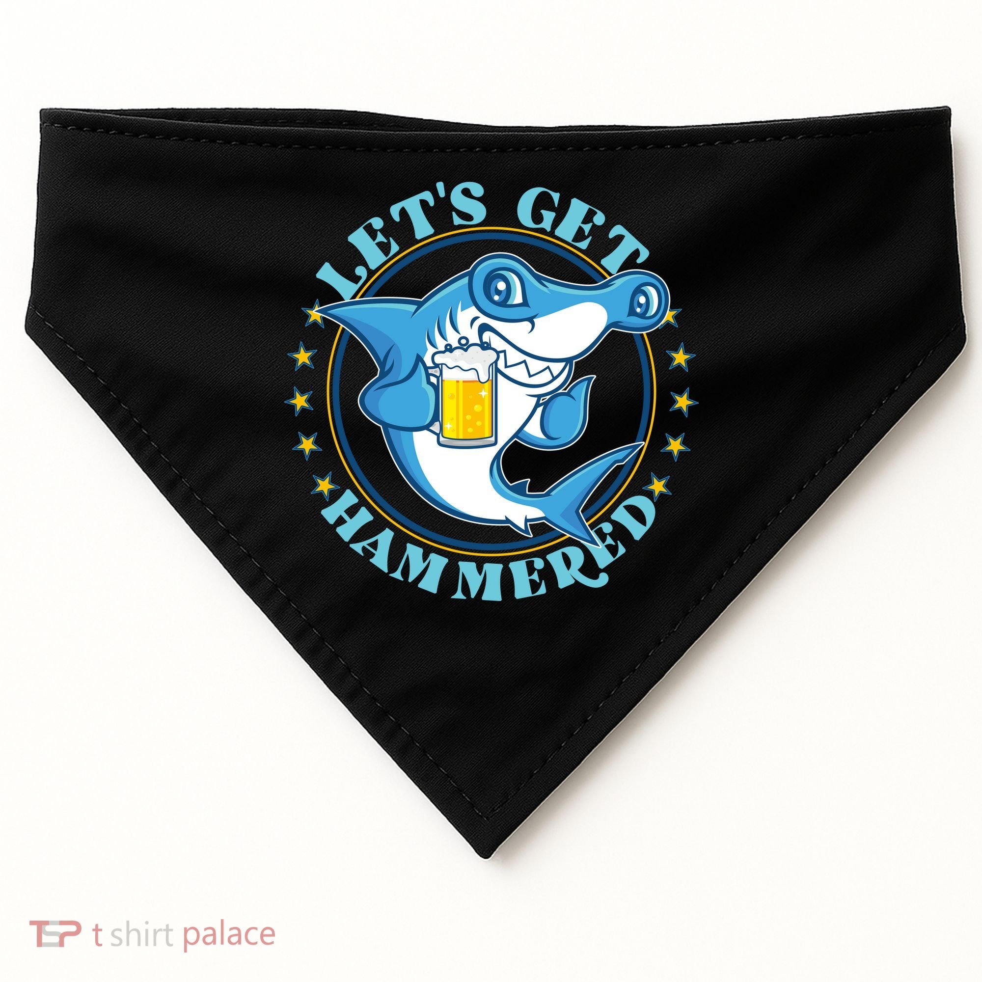 Let's Get Hammered Hammerhead Shark Beer USA-Made Doggie Bandana