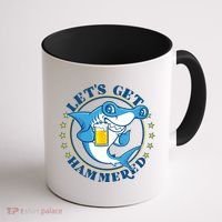 Let's Get Hammered Hammerhead Shark Beer Coffee Mug thumb 1