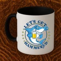 Let's Get Hammered Hammerhead Shark Beer Coffee Mug thumb 2