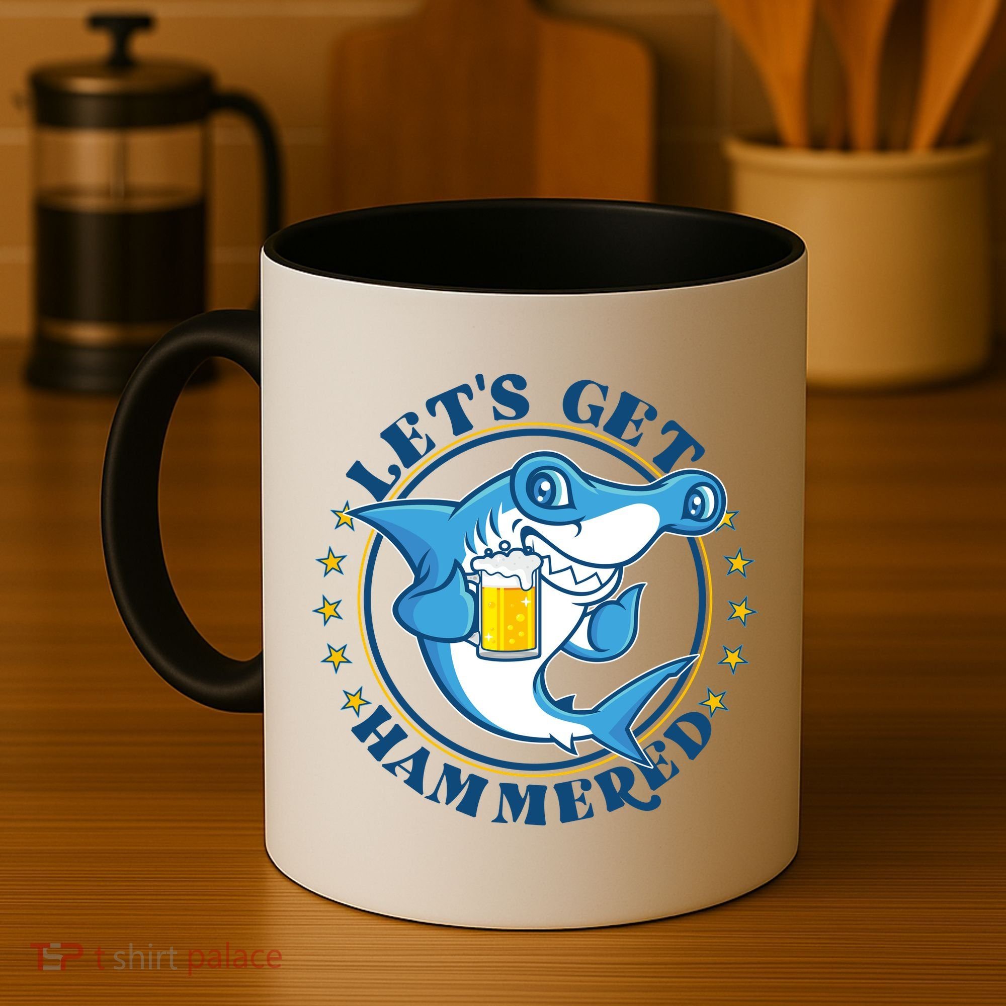 Let's Get Hammered Hammerhead Shark Beer Coffee Mug