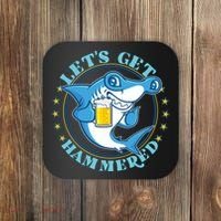 Let's Get Hammered Hammerhead Shark Beer Coaster thumb 0