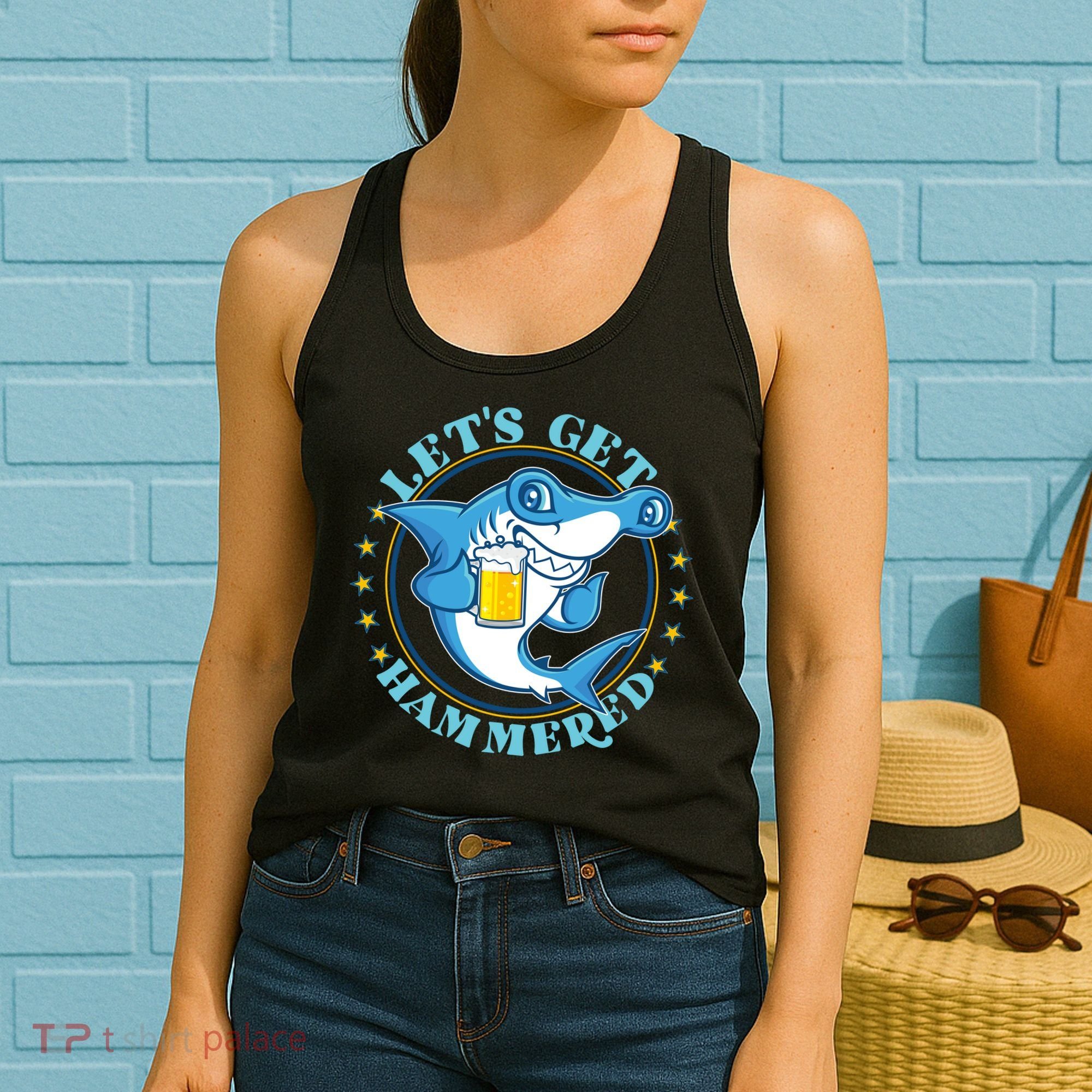 Let's Get Hammered Hammerhead Shark Beer Women's Tank Top