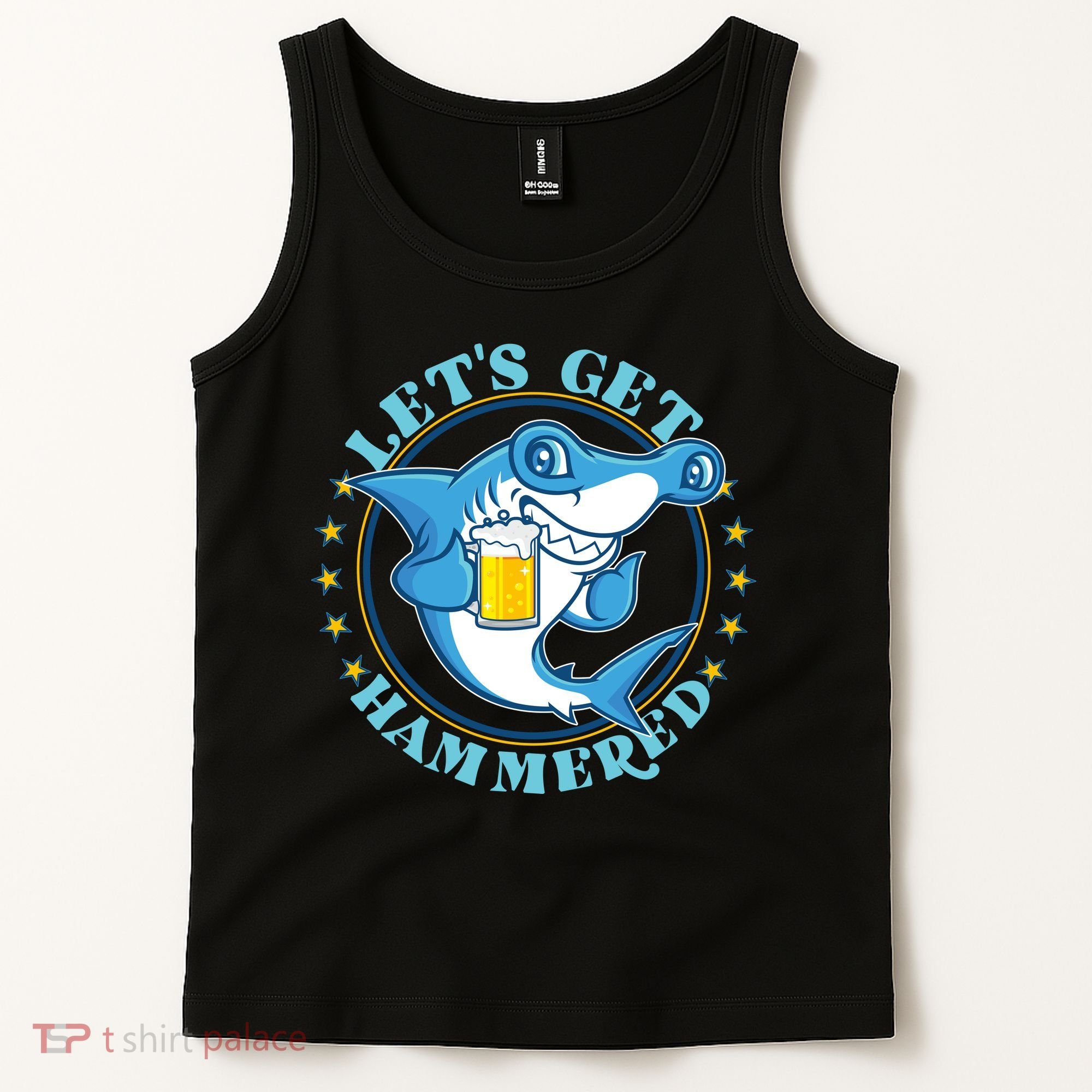 Let's Get Hammered Hammerhead Shark Beer Tank Top