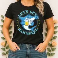 Let's Get Hammered Hammerhead Shark Beer Women's T-Shirt thumb 2